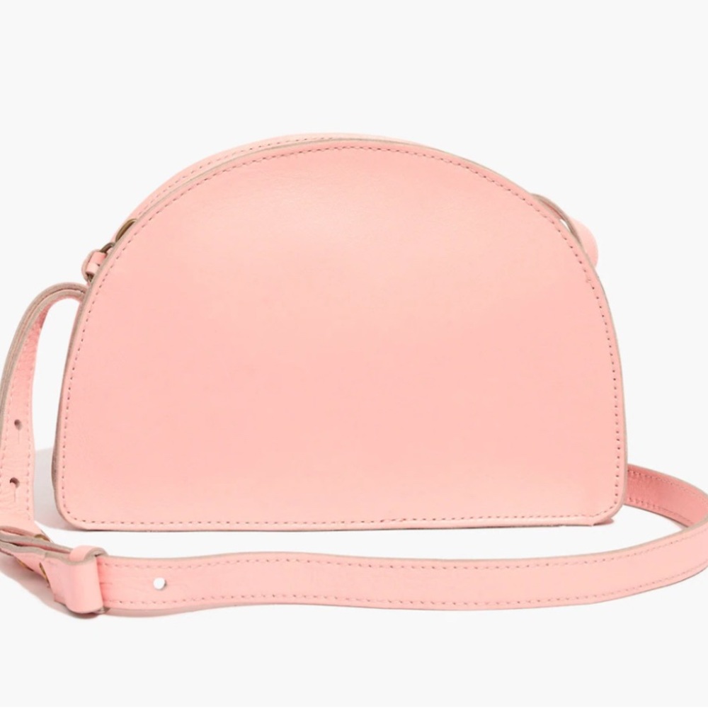 Madewell Half Moon Leather Coral Crossbody Bag